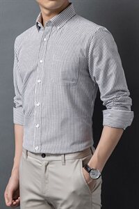 H5616钱塘2020-1秋冬男士粗格子牛津纺衬衣P42图片