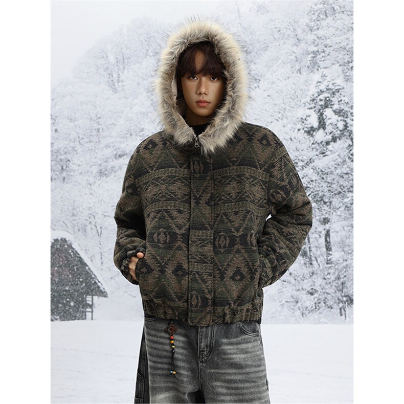 冬季座山雕棉服撞色夹棉复古民族风毛领棉衣5D1194-TP100198，男装民族服装，电商A102