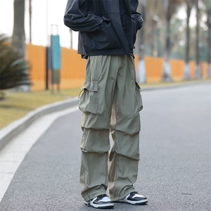 日系工装休闲裤男潮牌复古户外大口袋褶皱束脚休闲裤子 XK554-P42图片