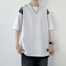 冰氧仿棉短袖港风白墙夏季休闲百搭撞色印花男上衣TC3157-P25控48，男装T恤，星座717