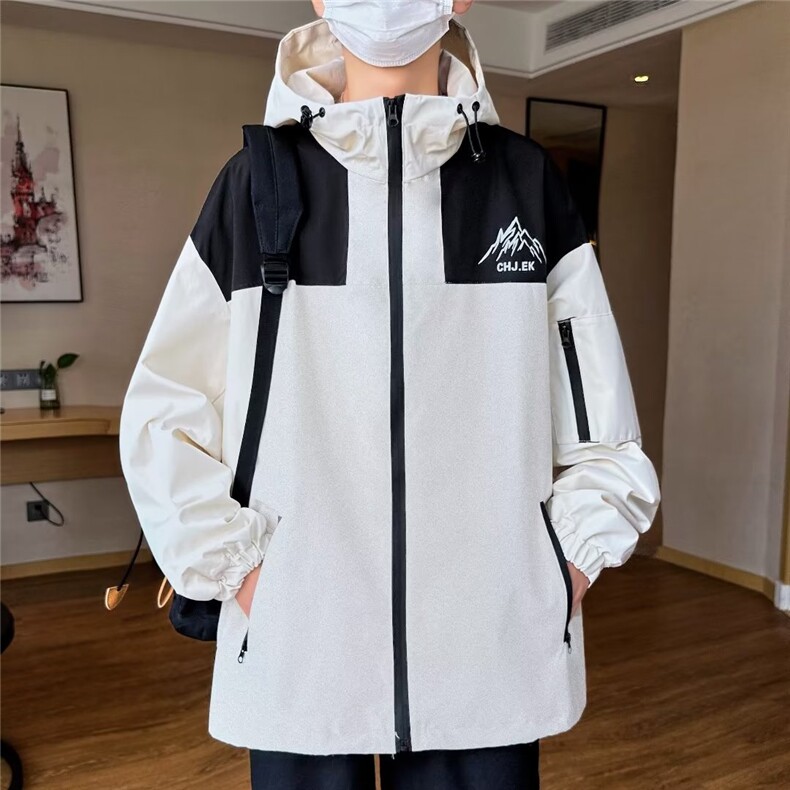 痞帅冲锋衣夹克外套男美式潮牌港风宽松连帽工装服DJ088-P65,男装夹克,星座1109-3