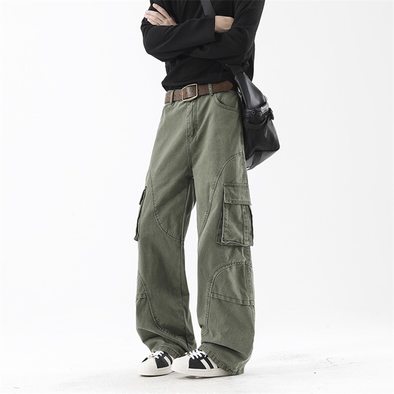 B221美式ins暗黑高品质多口袋休闲工装裤子LK24371-P70控98，男装休闲裤，电商B221