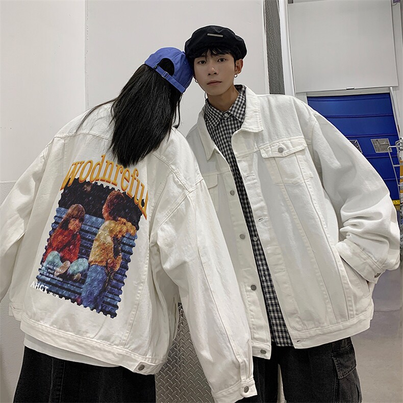 秋季港风大码不一样情侣学生印花牛仔外套男JK552-P6588,男装工装外套,星座912-1（原星座914-5）