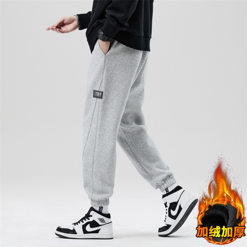 加绒加厚针织立体腰运动休闲男裤卫裤宽松A068-SSK57-TP55,男装休闲裤,电商A068