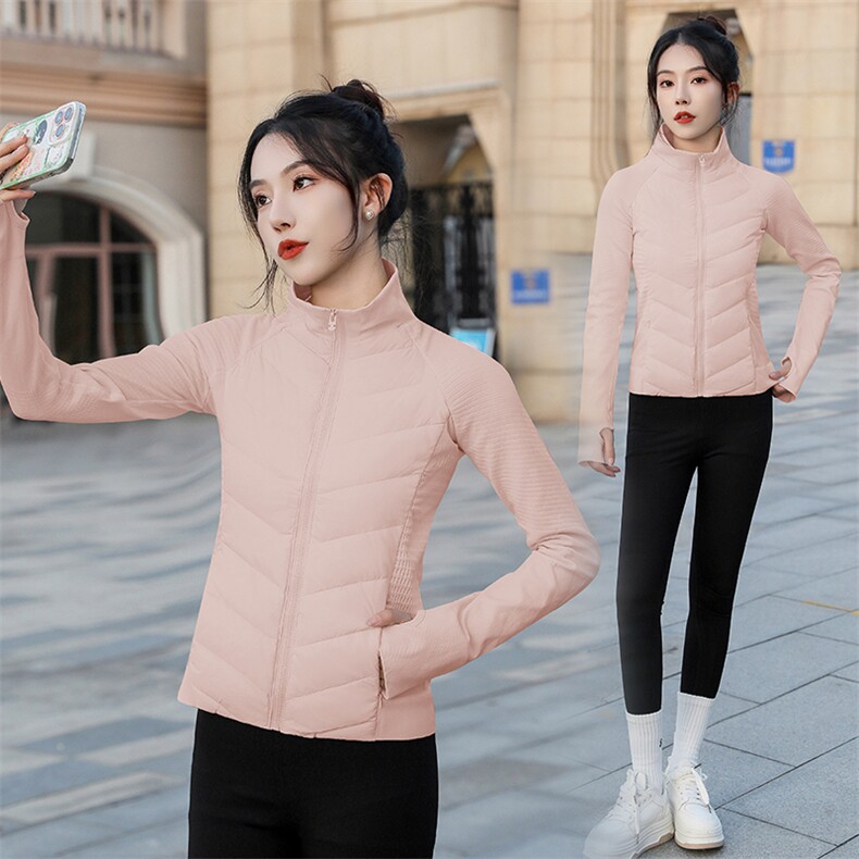 现货2024新款女冬季运动外套轻薄羽绒服长袖运动厚瑜伽服运动上衣,女装羽绒服,曼娅璐