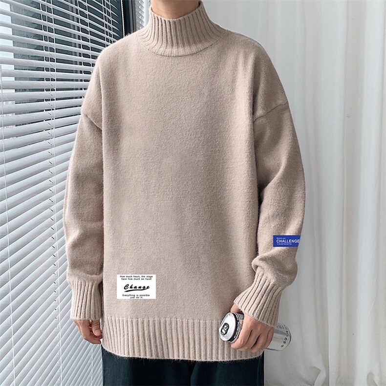 M18062-P45 加绒款-P65半高领毛衣男士大码针织衫男毛线衣男图片