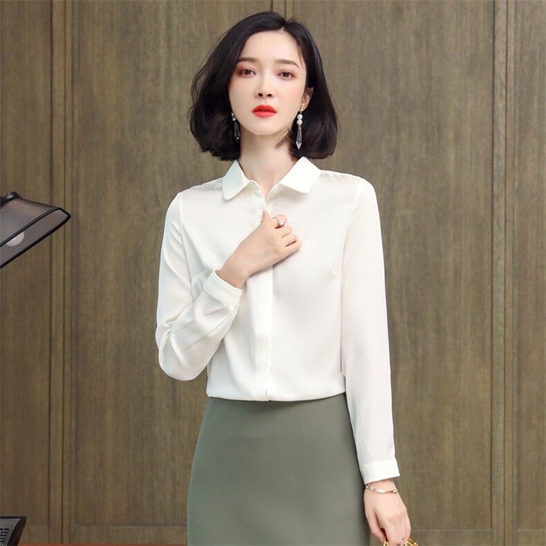 重磅真丝衬衫女2025春季新款高端百搭气质纯色桑蚕丝衬衣，女装衬衫，阿舍尔精品