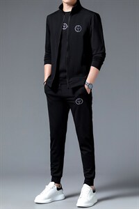 中老年套装男春秋季2023年新款中年爸爸休闲运动服男士夹克两件套图片