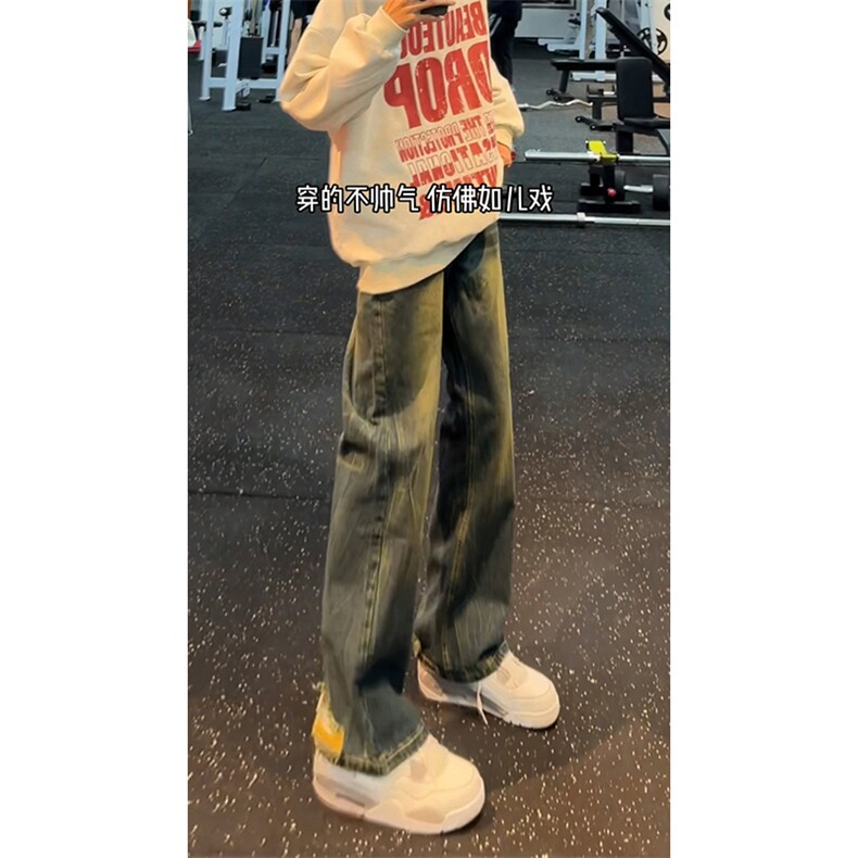 B221美式ins高街暗黑小众个性宽松直筒牛仔裤LK23140-P65控88,男装牛仔裤,电商B221