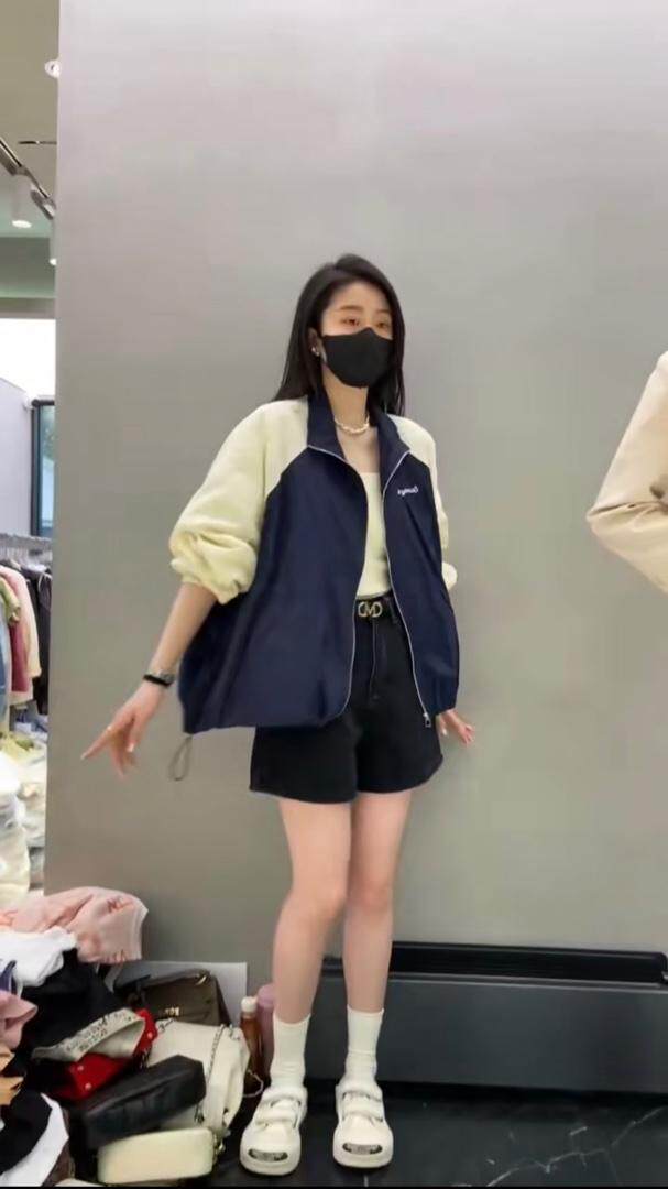 韩系撞色设计洋气小字母防晒小外套,女装其它,L·H·X