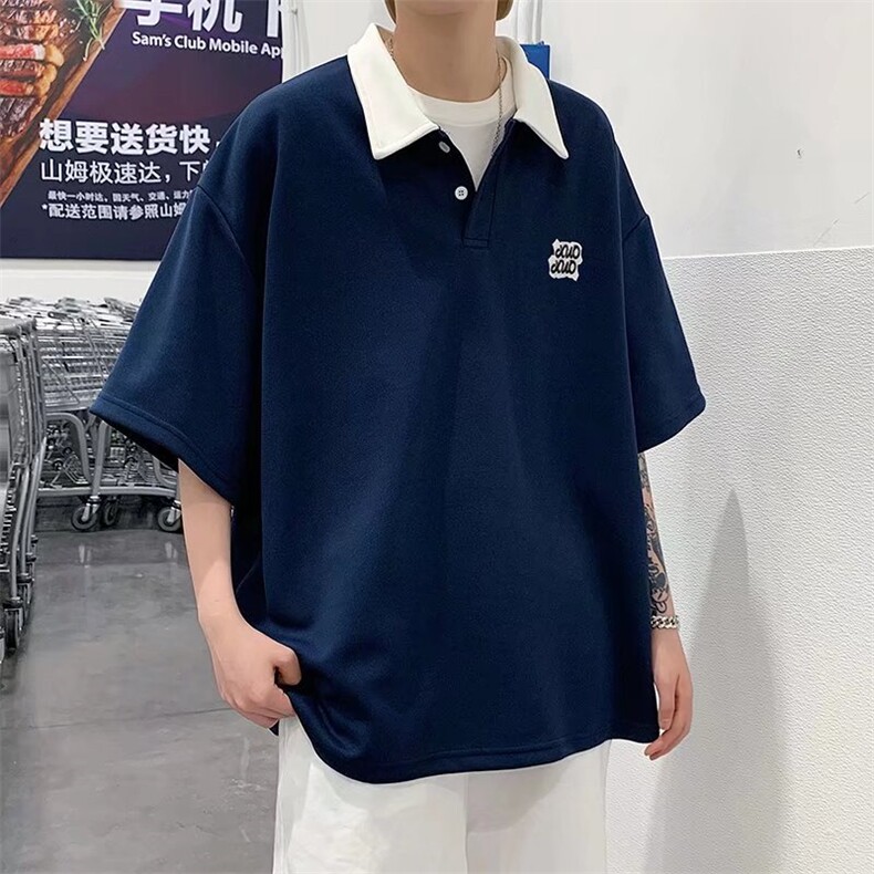 美式复古长袖学院风polo领撞色简约休闲上衣LT371P28,男装Polo衫,星座1116-2