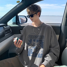 拼款春秋新款外景ins韩版长袖T恤男潮青年宽松薄卫衣CX00189/P30，男装T恤，电商B316