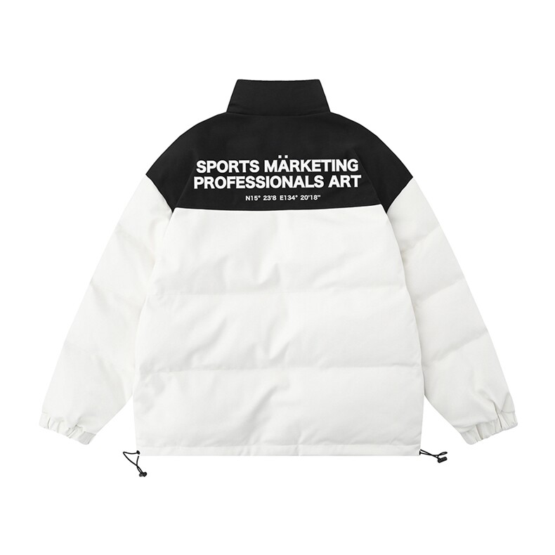 白底冬季时尚百搭宽松字母印花PU皮棉服外套MY6401P115控158,男装棉衣,电商A268-1