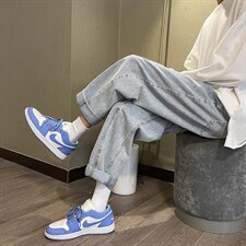 四季纯色宽松直筒老爹男女牛仔裤X715NZ0116批45控68,男装牛仔裤,星座715