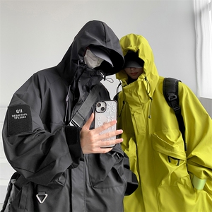 8XL-M特大码冲锋衣防水宽松工装风男夹克外套JK1306P90控118图片