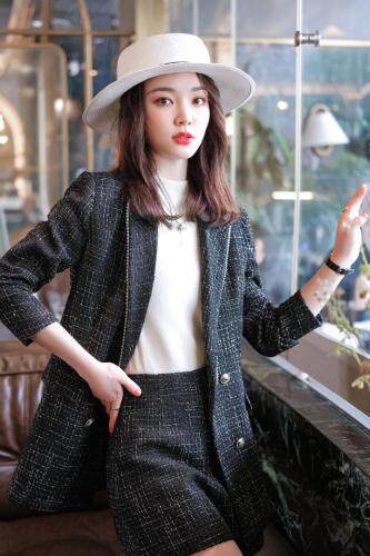 领子串珠两色西装套装，女装西装，DJ·DSHR