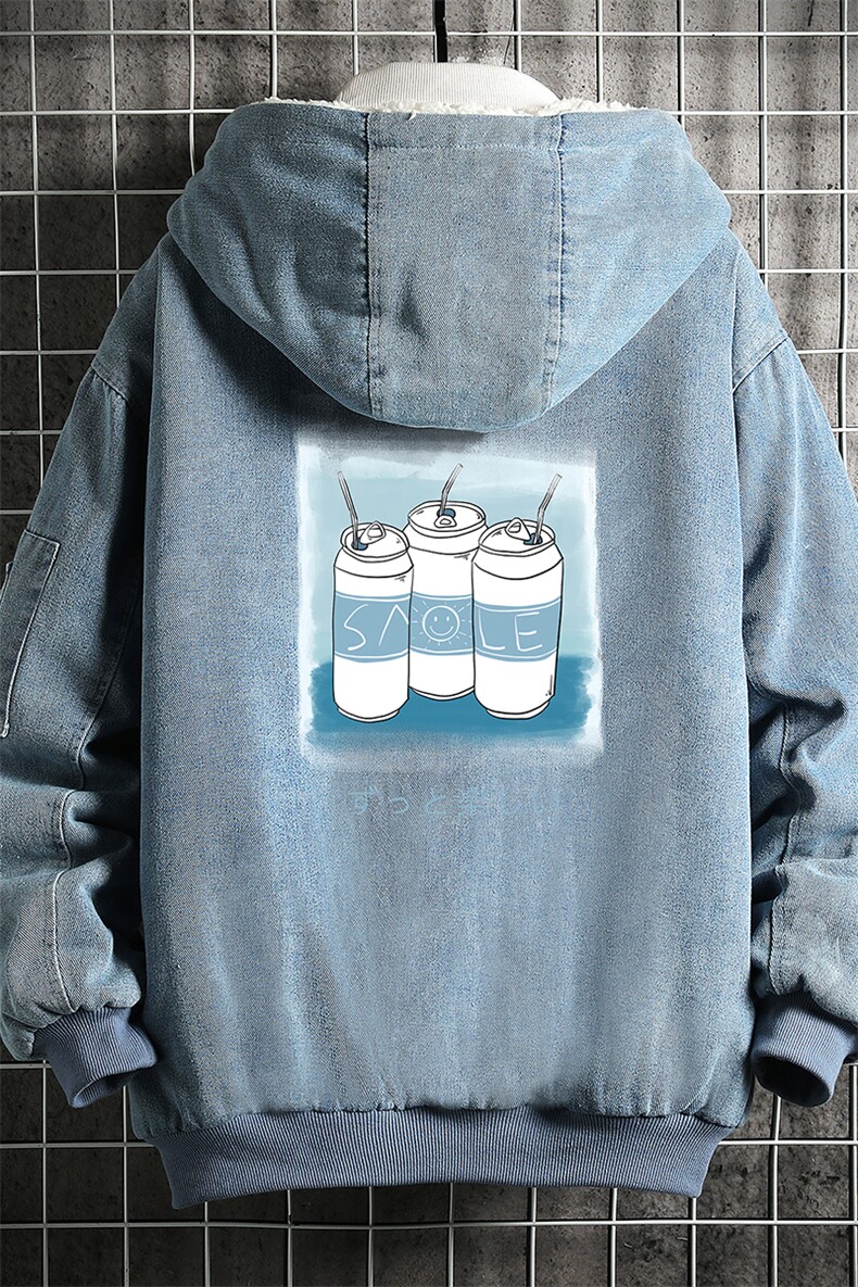 NM53148-P140牛仔外套男大码加厚加绒衣男羊羔毛服男网格,男装棉衣,电商A040A