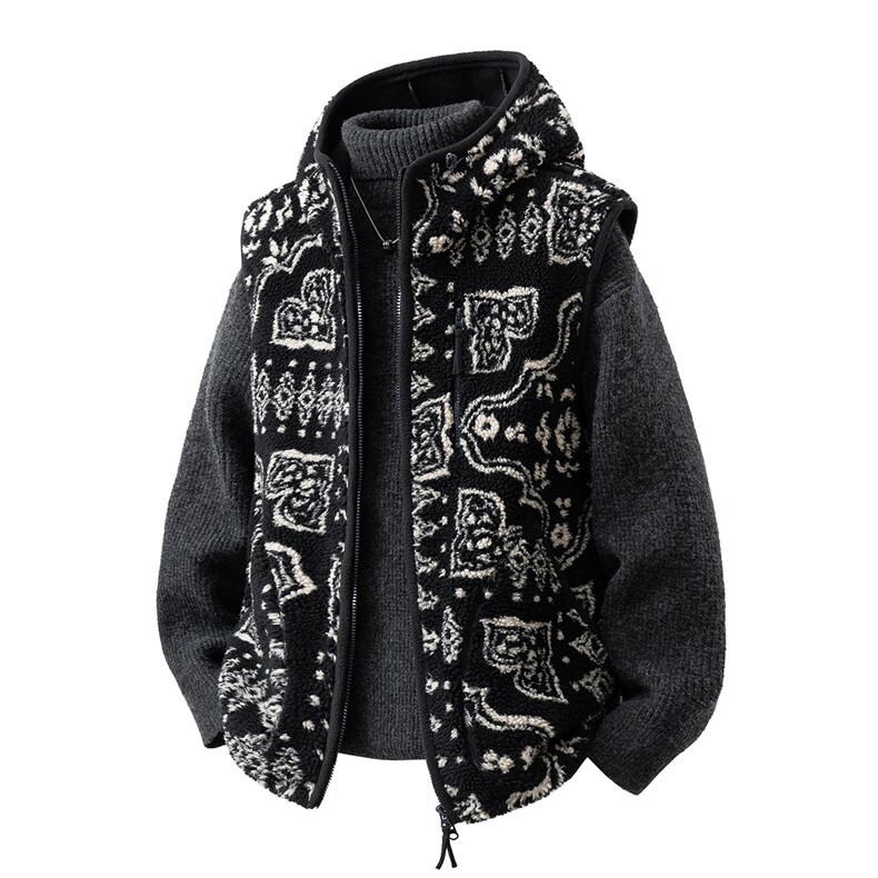 费尔岛柔肌理感摇粒绒3季可穿M-5XL大码连帽马甲男78186P98控148，男装背心/马甲，星座227-7