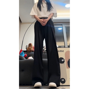25新款工字褶A字西裤直筒阔腿垂感休闲长裤子潮504-K888-P55控78图片