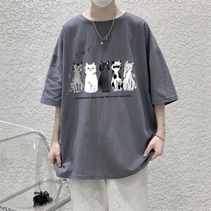 YT26100-P30 亚短袖t恤男大码五分袖男宽松七分袖 港风模特图片