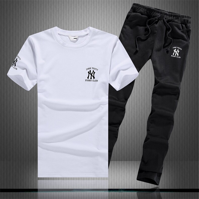 青春流行常规圆领抽象图案套装运动夏季修身型印花青年套头青春活力，男装套装，星座1506-1