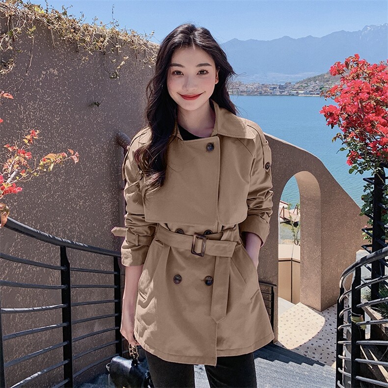 【正常发货】现货2023年春秋新款韩风潮流小个子风衣短外套女图片