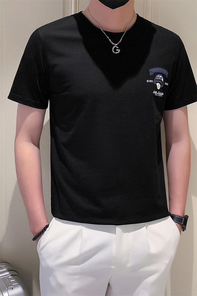 B353339P48绿色会小伙2023年夏季新款字母印花男短袖上衣T恤,男装T恤,电商B353