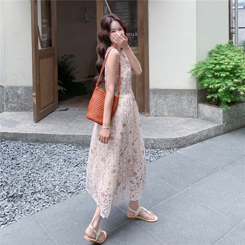 《26夏上新》立体花朵超柔软气质甜美可收腰仙女连衣裙女,女装连衣裙,苗苗
