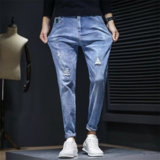 218-1-P43-NK121秋款时尚休闲潮男百搭牛仔小脚裤，男装牛仔裤，四季星座218-1