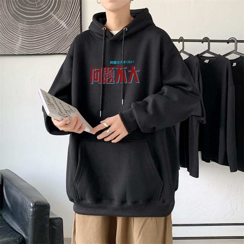 L2465P48秋装21中性纯色连帽卫衣套头宽松外套情侣装打底帽衫,男装卫衣,星座510A-1