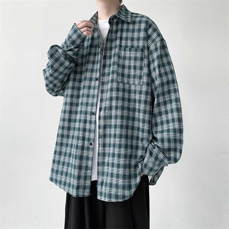 现货宽松格子衬衫男KD613-P45控68,男装衬衫,电商D312-1