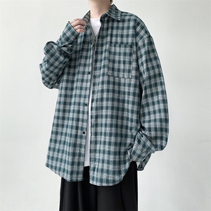 现货 宽松格子衬衫男KD613-P45控68图片