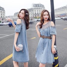 百搭连衣裙2024年夏季长袖显瘦修身潮流简约个性时尚大摆型，女装连衣裙，艾仟回(原伊仟回)
