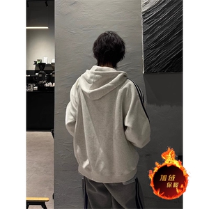抖音得物全棉二开支持退换 加绒加厚双拉头拉链连帽卫衣开衫 CM19图片
