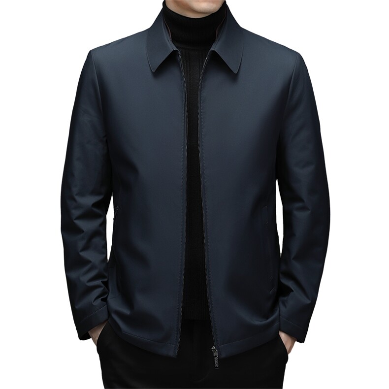 新款冬季白鸭绒羽绒服翻领纯色上衣中年男士加厚保暖外套爸爸装,男装羽绒服,电商B212（原钱塘6029）
