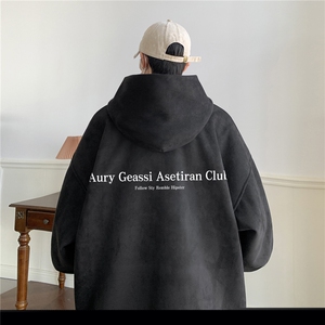 ！麂皮绒连帽卫衣 直播品质重磅400克Aury印花JL7110-P45图片