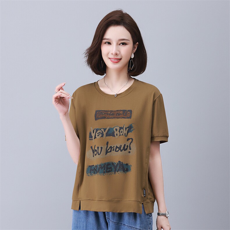 时尚宽松印花拼接短袖T恤女夏季新款韩版百搭显瘦休闲上衣图片