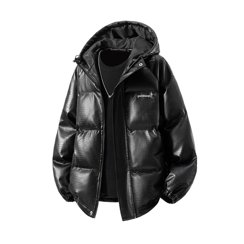 1立体白底连帽鳄鱼纹金属装饰大码M-5XL潮流棉衣MY77744P128控168，男装棉衣，星座226-2