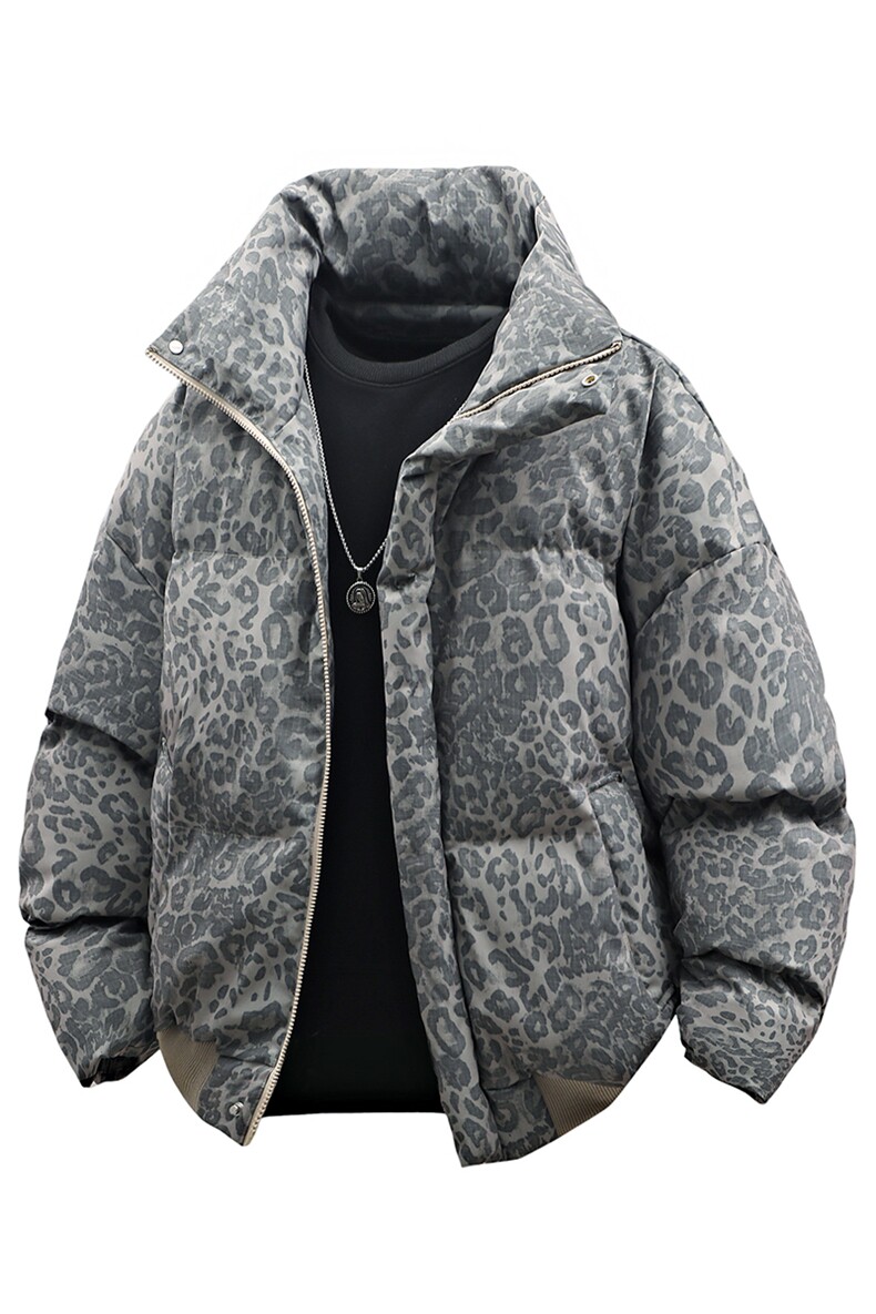 豹纹高街冬装复古立领棉服男女棉衣外套面包服做旧HZ8820-P88,男装棉衣,星座610B-1