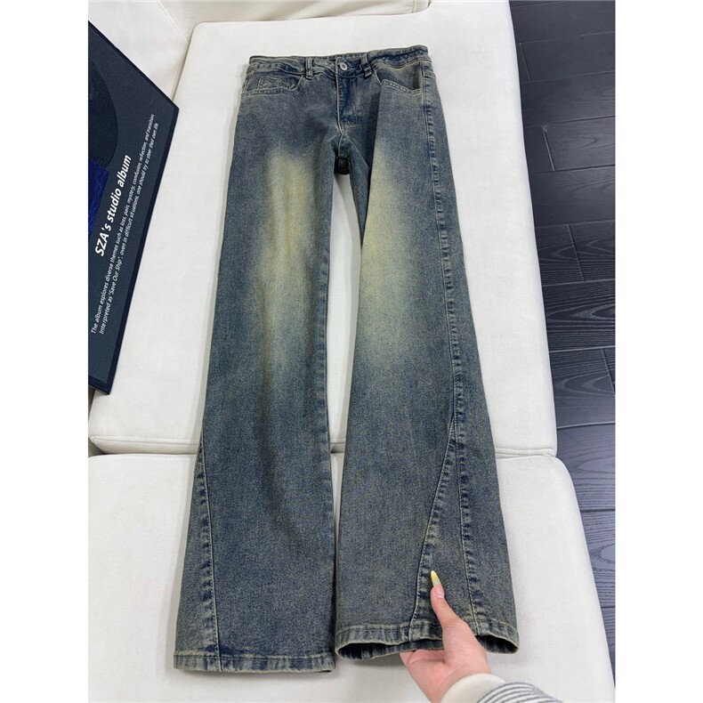 B221美式ins高街纯色修身微喇弹力牛仔裤LK26654-特P38控68,男装牛仔裤,电商B221