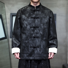 现货麂皮绒加厚烫金工艺中式立领盘扣夹克男外套JK1818-P110控158，男装夹克，电商A021