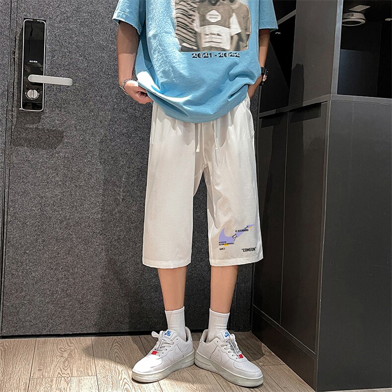 QK72259-P25冰丝七分裤男大码速干短裤男五分裤港风,男装休闲裤,电商A040