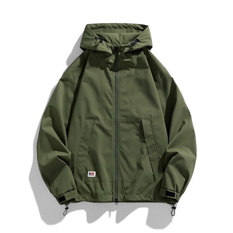 美式户外冲锋衣男外套纯色上衣服山系连帽简约工装户外冲锋衣夹克,男装夹克,电商A409-1