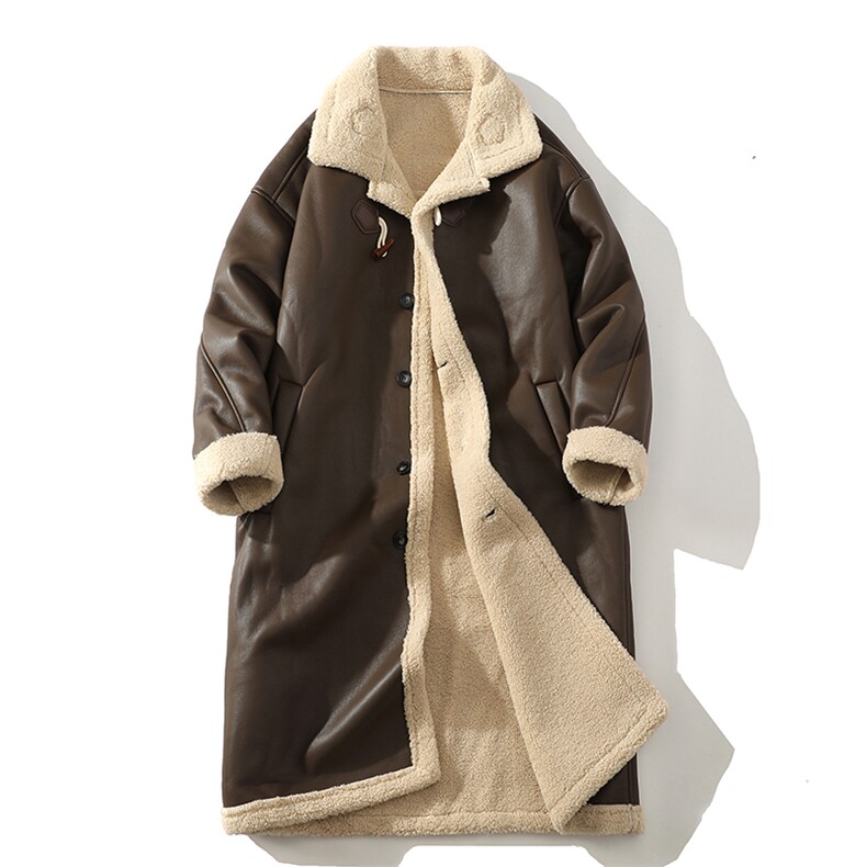 2024冬季保暖外套皮毛一体加厚长款翻领风衣白底8908p325，男装风衣，星座815（原A203）