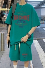 ！2024夏季新款男士华夫格短袖T恤套装学生一套HTZ80P50，男装T恤，电商B220