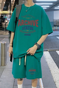 ！2024夏季新款男士华夫格短袖T恤套装学生一套HTZ80P50图片