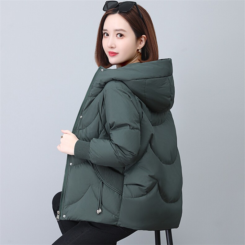 冬季连帽羽绒服女2024新款韩版小个子休闲宽松白鸭绒保暖加厚外套,女装羽绒服,婷思杰（原婷想服饰）