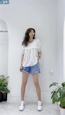 汪尚春·shangchun?减龄娃娃款上衣 ·AB拼牛仔裤，女装牛仔裤，SHANGCHUN·W 汪尚春