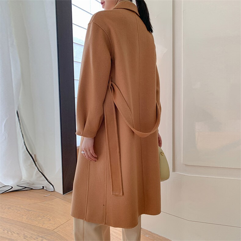 时尚高级感百搭羊毛大衣优雅显瘦长款外套，女装双面呢大衣，乾庄羊绒