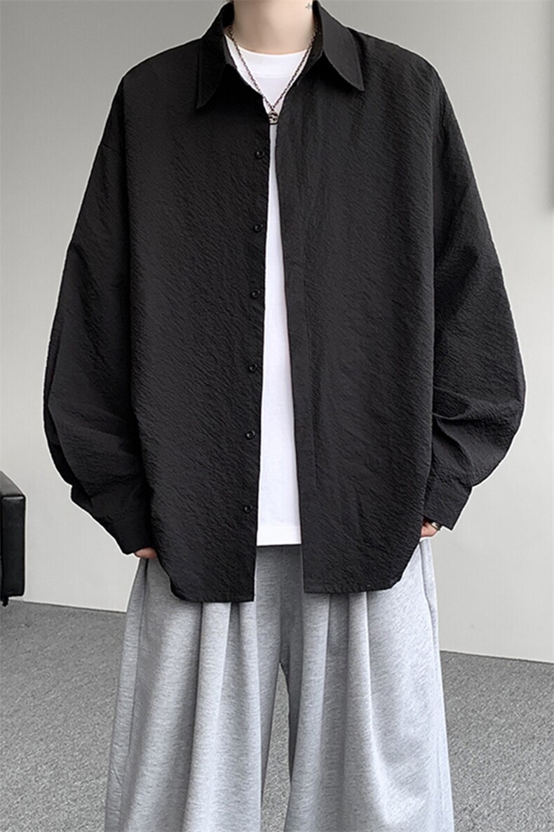 8XL-M泡泡纱盐缩肌理长袖衬衫男夏季冰丝外套防晒衬衣CS29007P40,男装衬衫,电商B312